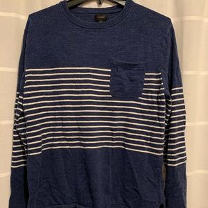 J. Crew navy blue and white pocket sweater shirt